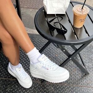 SOLD reebok club c white platform sneakers